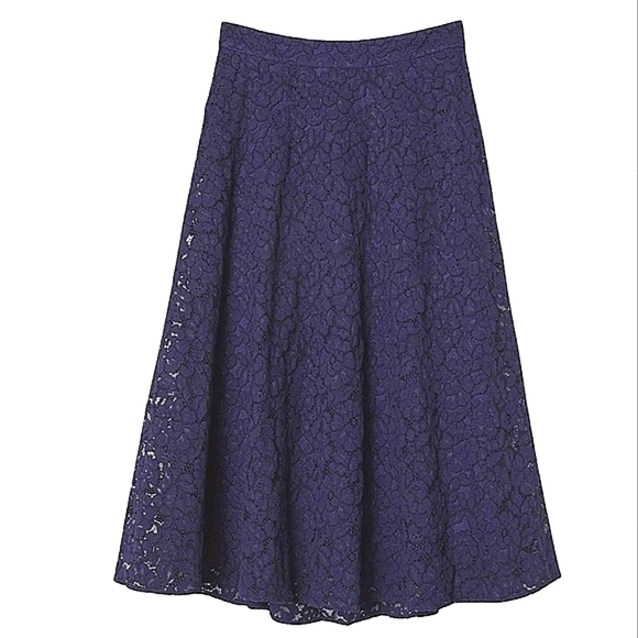 H&M Lace Midi Circle Blue Skirt Size 4 - Picture 1 of 13